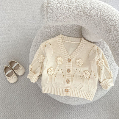 Cardigan Infantil Tejido a Mano con Flores - Image 9