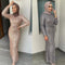 Vestido Musulmán Ajustado con Lentejuelas y Flecos