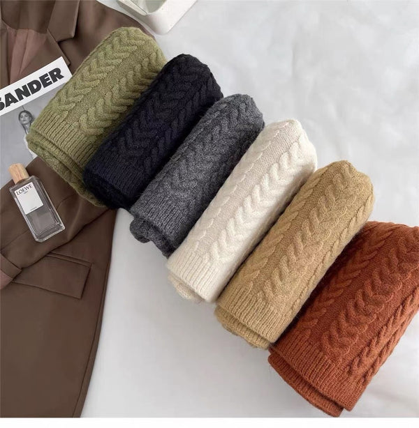 Bufanda de Lana Tejida Gruesa - Diseño Coreano Minimalista para Invierno