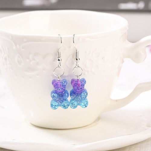 Aretes de Resina Bicolor con Brillo Estilo Cartoon - Diseño Europeo y Americano