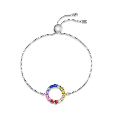 Pulsera de Plata con Gemas de Arcoíris Circular - Image 6