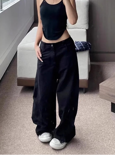 Pantalones Vaqueros Black Machete Retro Cintura Alta Recta para Mujer - Image 11