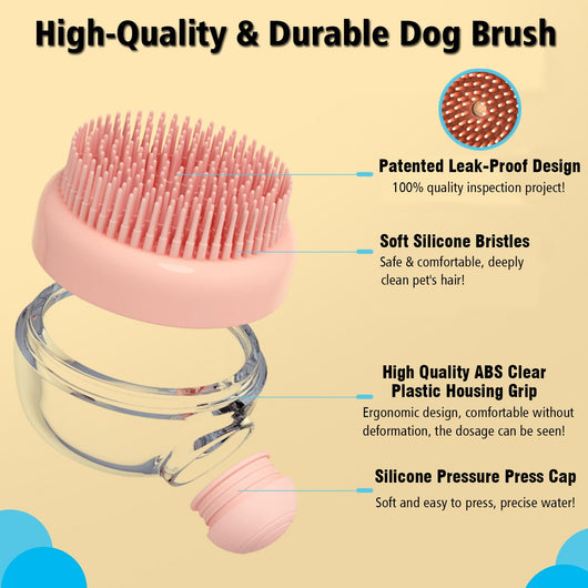 Cepillo para Perros de Silicona Suave con Dispensador de Jabón - Rosa - Image 3