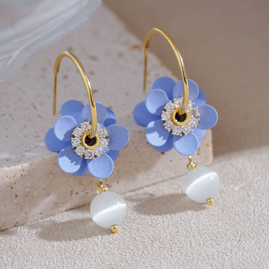 Aretes de Flores con Ópalo Suave y Tendencia - Image 7