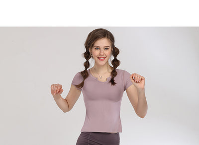 Conjunto de Yoga Ajustado de Manga Corta - Image 5