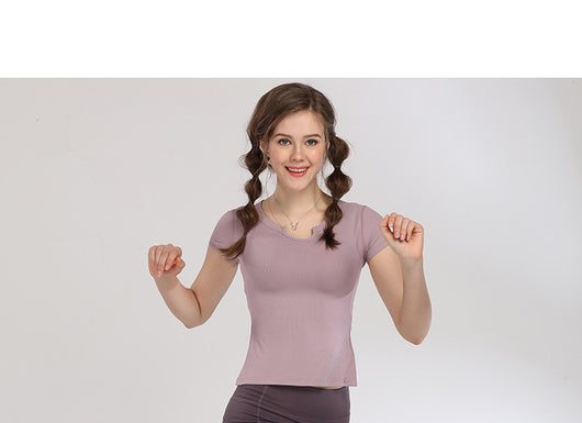 Conjunto de Yoga Ajustado de Manga Corta - Image 5