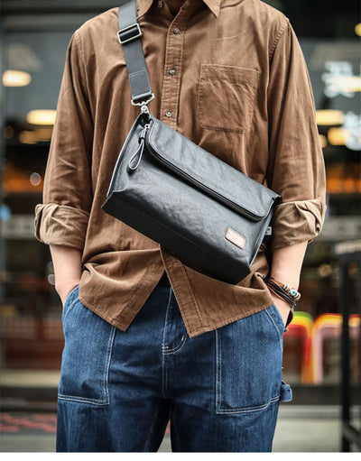 Bolsa de Cuero para Hombre Bandolera Un Hombro Piel Vacuna Suave - Image 24