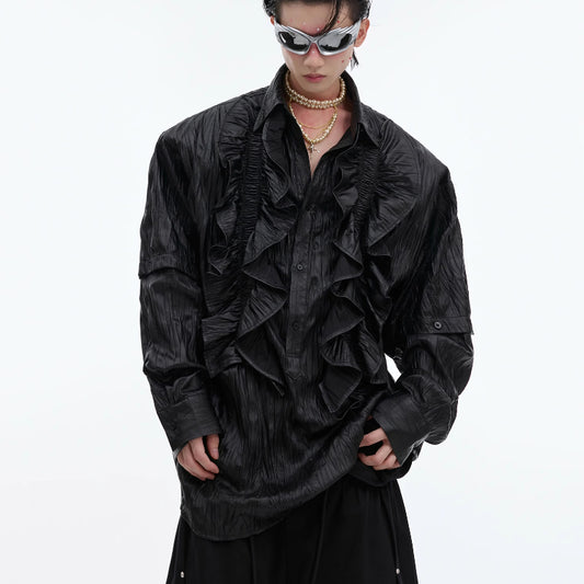 Camisa de Manga Larga con Diseño de Fruncido y Costuras Decorativas - Image 2