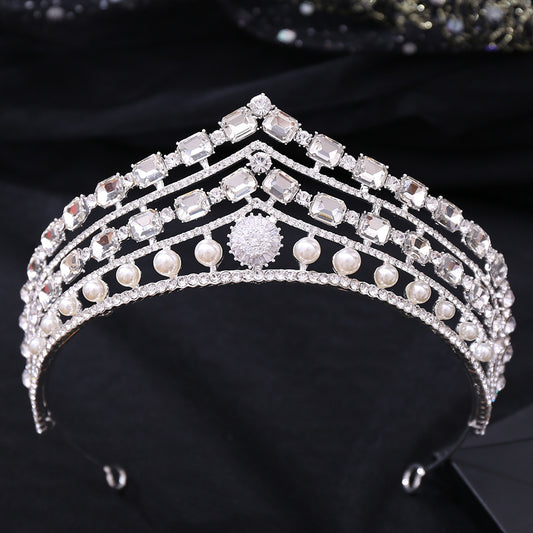 Conjunto de Joyería Nupcial Corona Barroca de Aleación con Zirconia y Pedrería