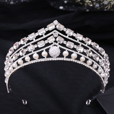 Conjunto de Joyería Nupcial Corona Barroca de Aleación con Zirconia y Pedrería