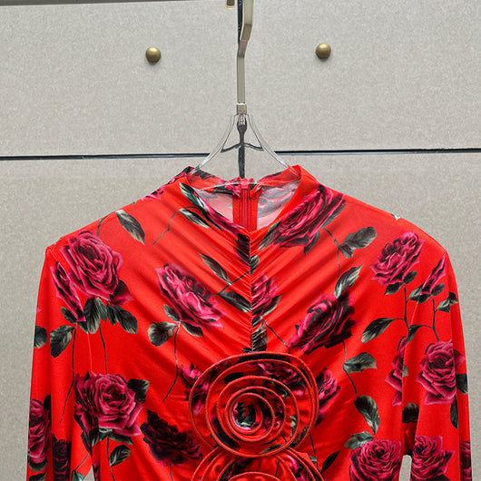 Vestido Mini Plisado con Estampado de Manga Larga - Image 16