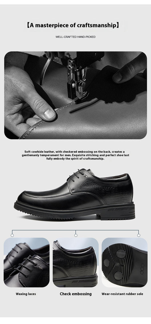 Zapatos Derby de Cuero Genuino con Alzas de 8cm para Hombre - Calzado Formal Ejecutivo - Image 16
