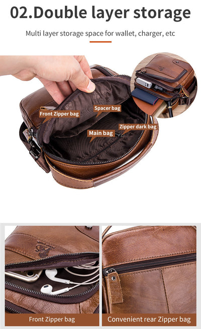 Bolsa Bandolera de Cuero Genuino para Hombre - Diseño Minimalista - Image 13