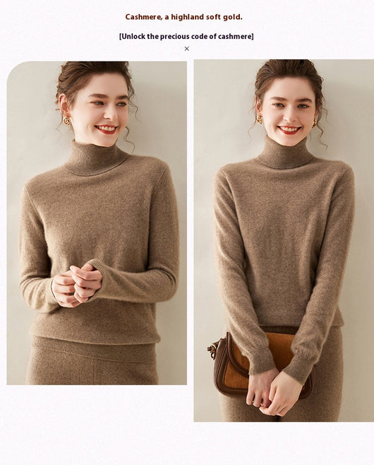 Suéter Cuello Alto de Cachemira Pura para Mujer - Image 27