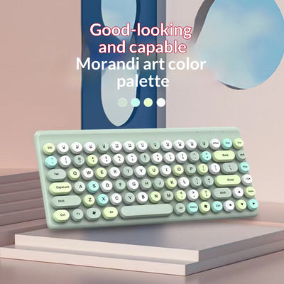 Combo Teclado y Ratón Inalámbrico Retro Lunares Colorido Portátil - Image 12