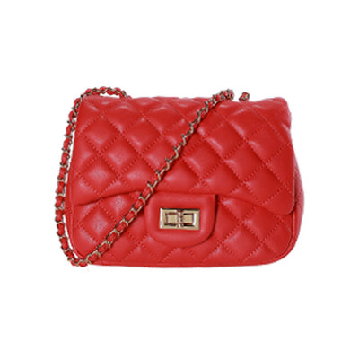 Bolso Bandolera de Cuero Suave con Cadena Rombo - Image 5