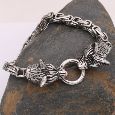 Pulsera de Acero Titanio con Dije Cabeza de Lobo para Hombre - Image 5