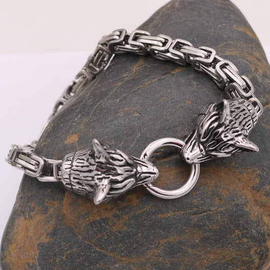 Pulsera de Acero Titanio con Dije Cabeza de Lobo para Hombre - Image 5