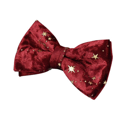 Lazo para Collar de Mascota - Franela Borgoña con Estrellas - Image 7
