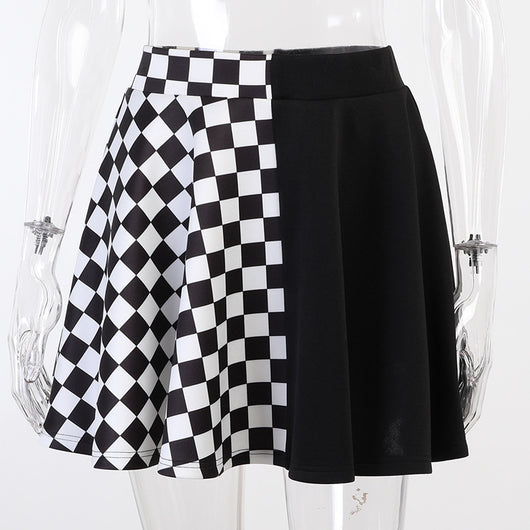 Falda Plisada de Cintura Alta con Detalles de Cuadros Contrastantes - Image 3