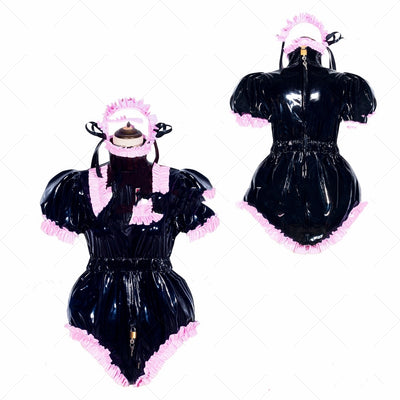 Traje de Sirvienta PVC Brillante Negro con Cierre Completo - Image 5