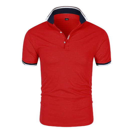 Polo Manga Corta Hombre Color Sólido con Cuello - Image 9