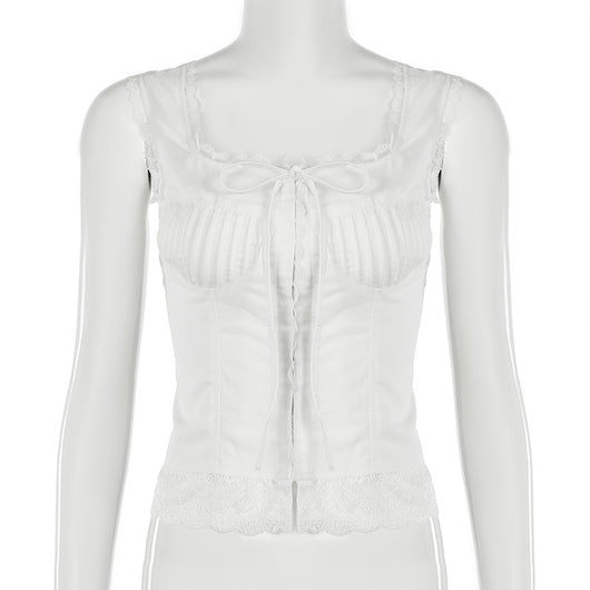 Blusa Encaje Blanca Ajustada Estilo Europeo y Americano para Niñas - Image 16