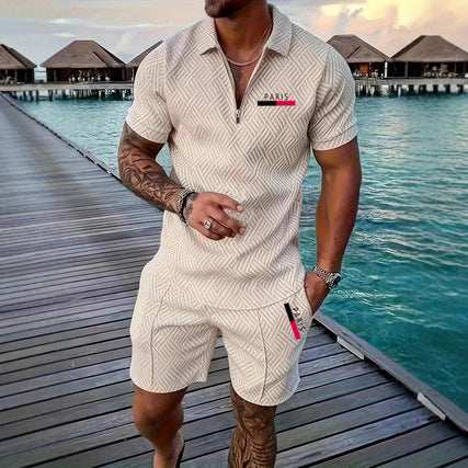 Traje de Baño Casual Retro Cuadros PARIS con Parche Térmico para Hombre