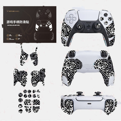 PS5 controller anti-slip grip tape with a yellow rubber duck pattern, shown on a white controller and in packaging. - Image 5