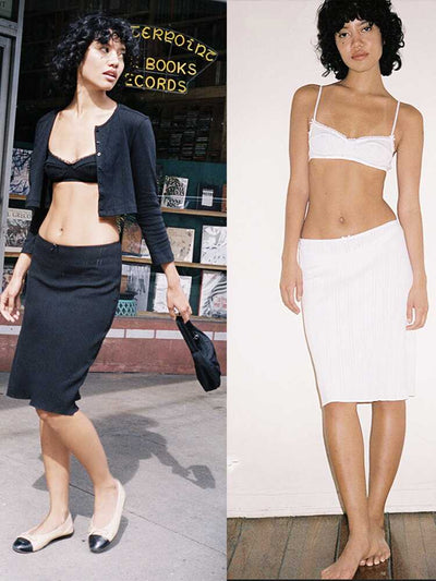 Conjunto Falda Midi Blanco y Negro - Traje Elegante para Mujer - Image 5