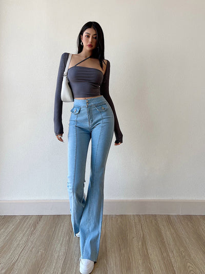 Jeans Slim Retro Americano con Doble Botón y Bolsillos - Image 4