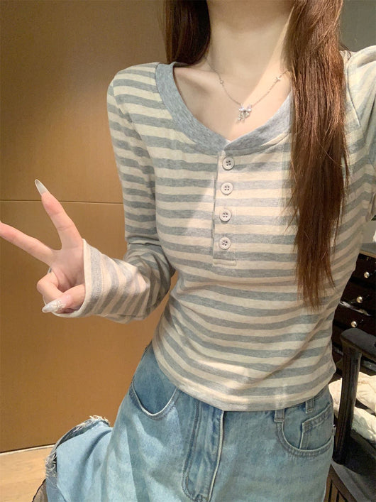 Blusa Rayada Versátil de Manga Larga para Mujer - Image 10