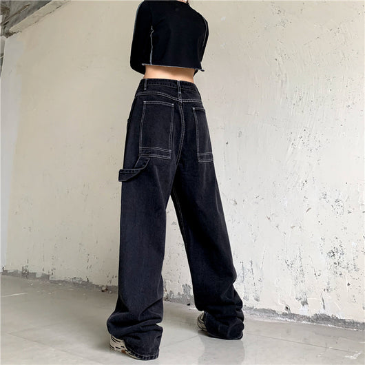 Jeans Rectos Vintage Rose Letters con Lavado Street Wash - Image 8