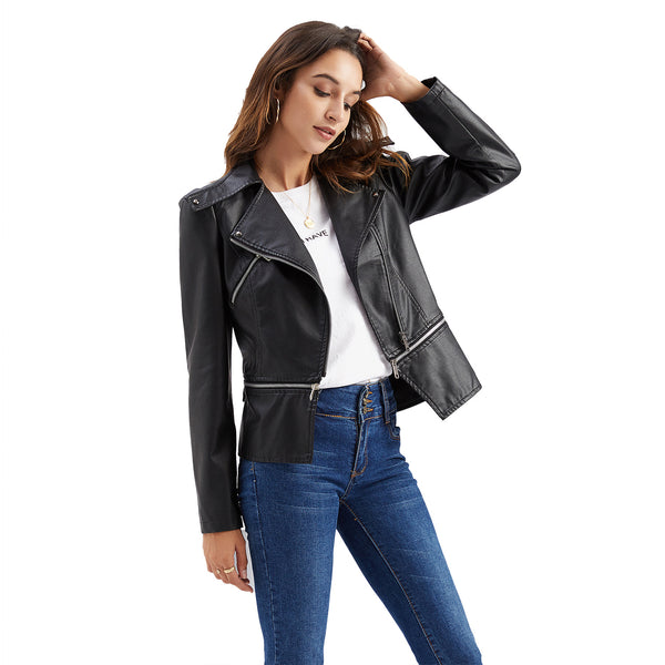 Chaqueta de Cuero para Mujer Desmontable Primavera Otoño