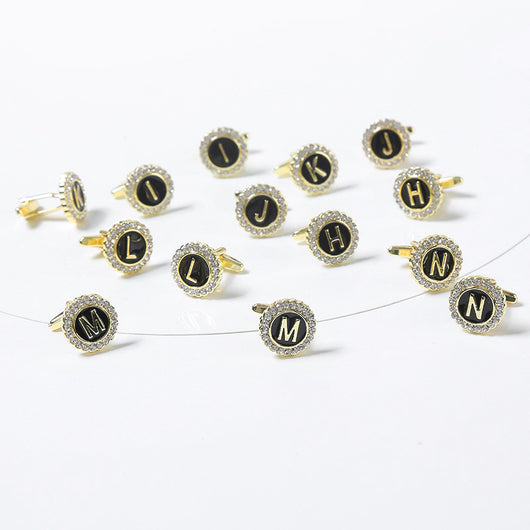 Gemelos Franceses de Diamante Redondo con 26 Letras para Hombre - Image 38