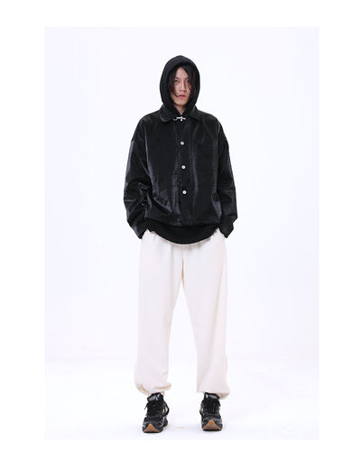 Chaqueta Cropped de Cuero PU Metalizado Oversized - Image 3
