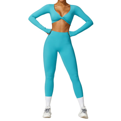 Conjunto de Yoga y Ejercicio de Secado Rápido en Colores Sólidos - Image 9
