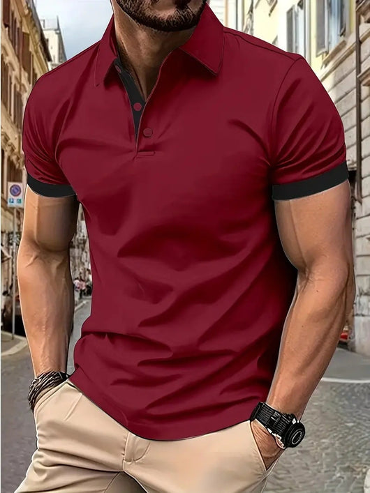 Polo Casual Holgado de Manga Corta Liso para Hombre - Image 9