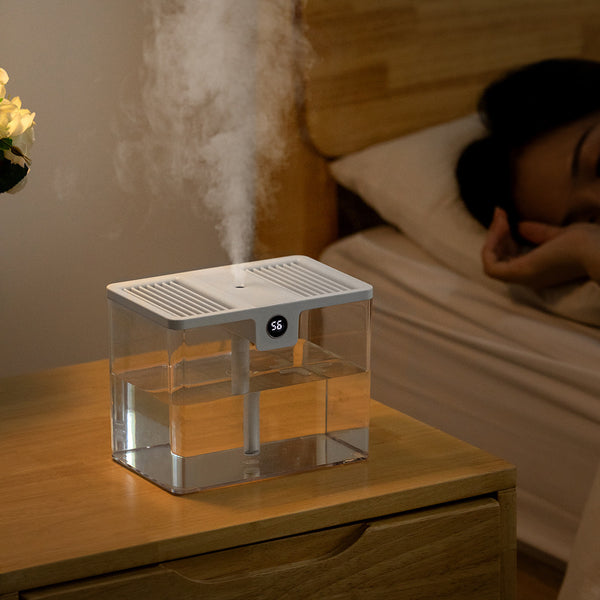 White rectangular humidifier with a gray handle and a digital display showing '86' on a white background. - Image 6
