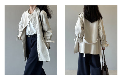 Abrigo Trench Casual Holgado con Cuello de Pie para Mujer - Image 10