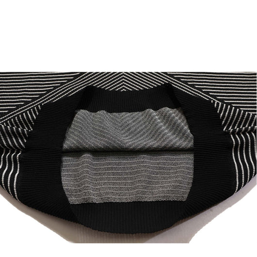 Suéter Retro de Cuello Alto con Cremallera Media y Rayas para Hombre y Mujer - Image 4