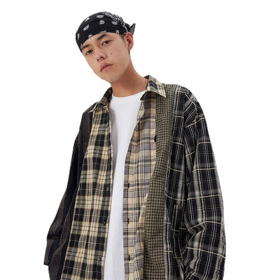 Camisa Casual de Cuadros Retro Americana con Costuras Reforzadas para Hombre - Image 5