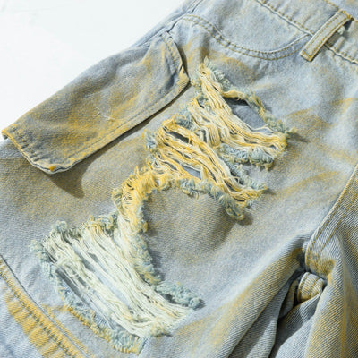 Pantalones Cortos Denim Estampado Holgados para Hombre - Image 13