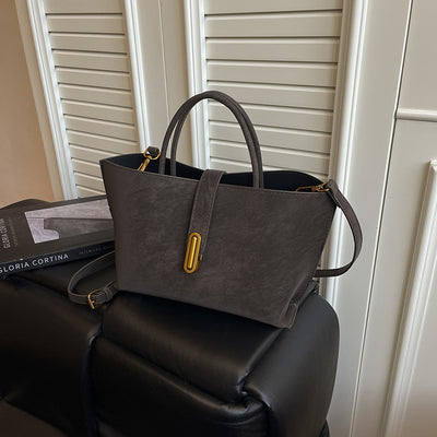 Bolsa Tote Minimalista de Alta Capacidad con Acabado Ante Retro - Image 7