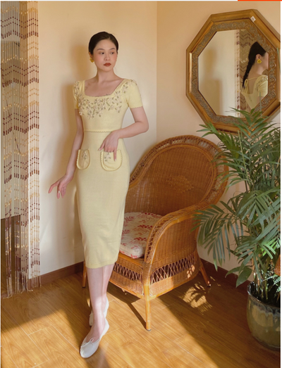 Vestido Cuadrado Manga Media con Bolsillo - Image 12