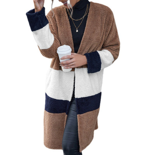 Cardigan Reversible de Lana con Bloques de Color - Chaqueta Abrigo Midi - Image 2