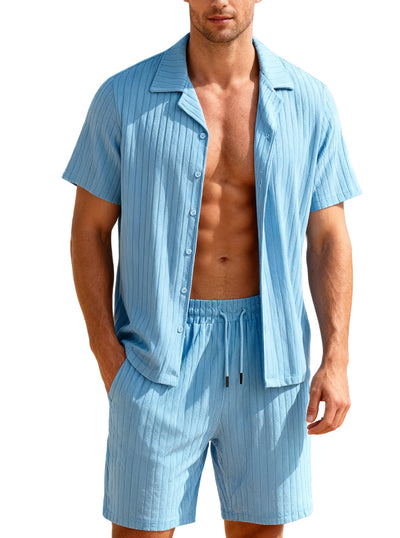 Conjunto Casual de Camisa con Botones y Shorts para Hombre - Image 7
