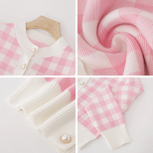 Conjunto de Falda y Cardigan Cuadrille - Traje Elegante Primavera Otoño - Image 8
