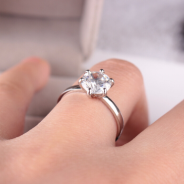 Anillo de Compromiso Plata 925 con Zirconia de Seis Puntas - Joya de Boda para Parejas - Image 7