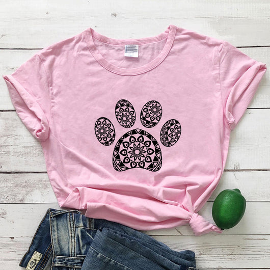 Camiseta Suelta Estampado Huellas Animales para Hombre y Mujer - Image 10